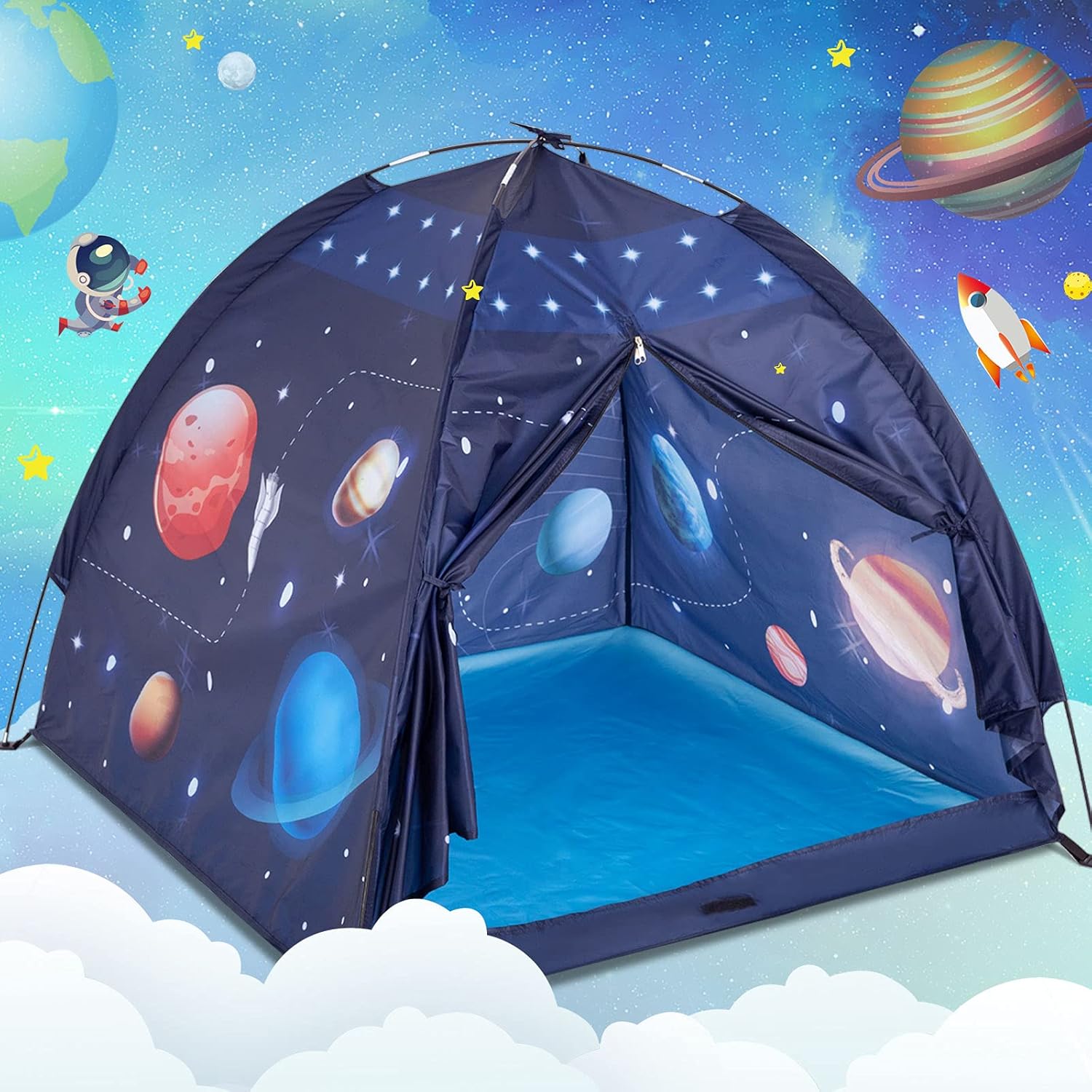 Play Tent for Kids, Gentle Monster Space World Tent, Universe Tent Indoor Playhouse for Boy, Imaginative Gift for Toddlers & Children 2 3 4 Years Old and Up - 2021 Updated Pack of 2