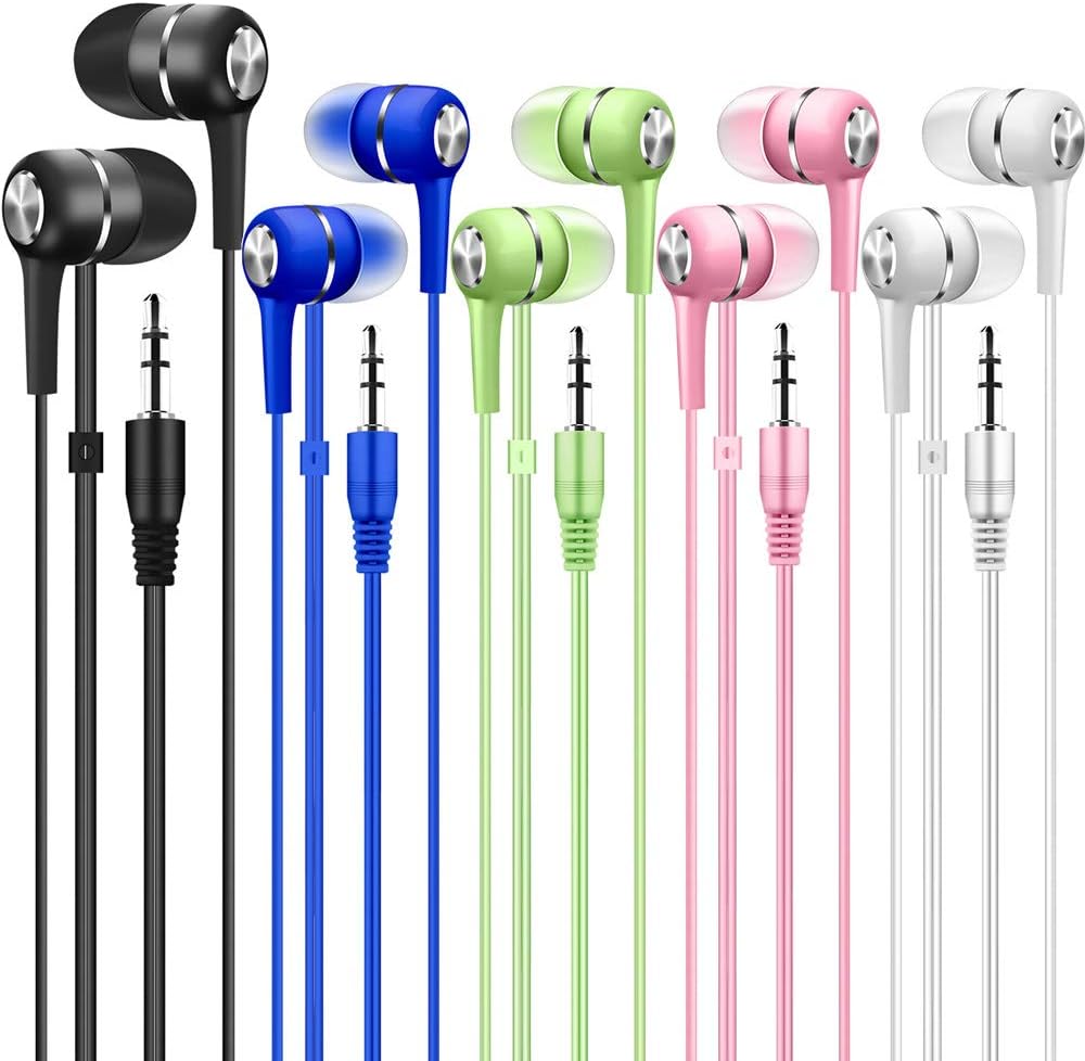 Wholesale Bulk Earbuds Headphones 100 Pack Multi Colored for School Classroom Students Kids Children Teen and Adult Pack of 2