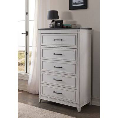 Thelma 5 - Drawer Bachelor&s Chest Laurel Foundry Modern Farmhouse Color: White/Gray