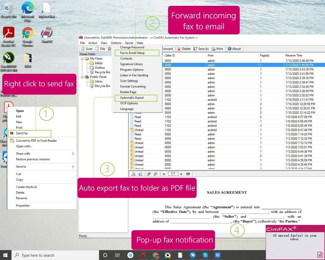 CimFAX A5 Paperless Fax Machine Send Fax from PC/Mobile Phone via Fax Line 24/7 Anytime Anywhere Fax Remotely Fax Server 5 Users Fax2email