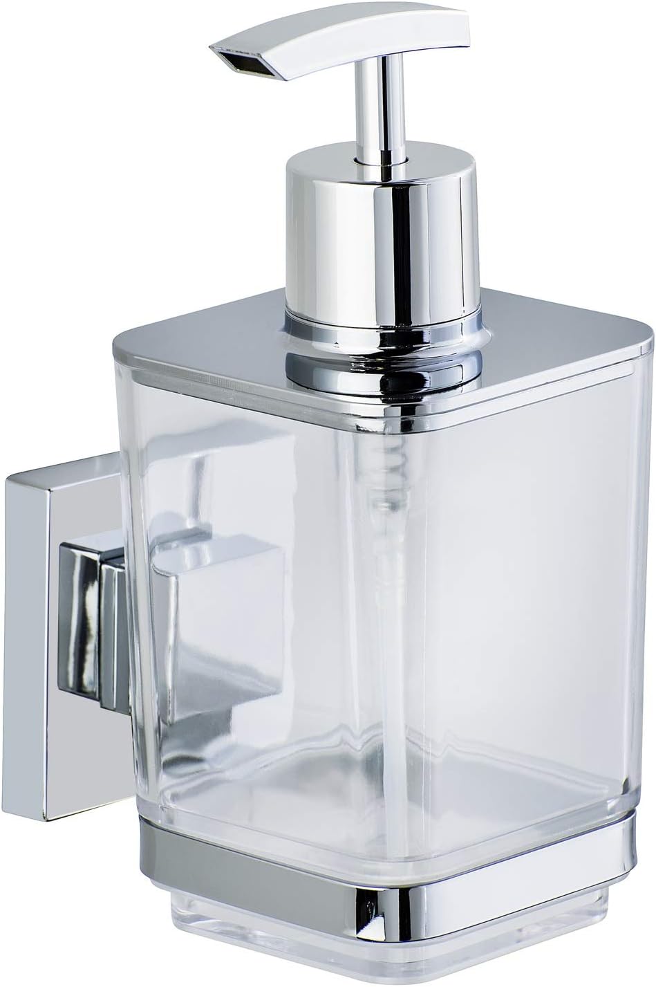 Wenko Vacuum-Loc soap Dispenser Quadro, Stainless Steel, Silver Shiny, 7.5 x 10 x 16 cm Pack of 2