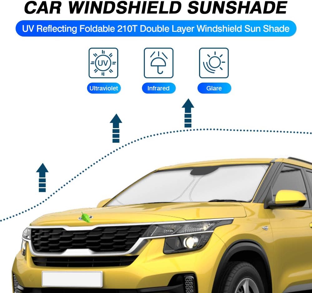 KUST Custom Fit Windshield Sun Shade for 2021 2022 KIA Seltos Accessories Window Shade Foldable Sun Visor Protector Blocks UV Rays Keep Your Car Cooler