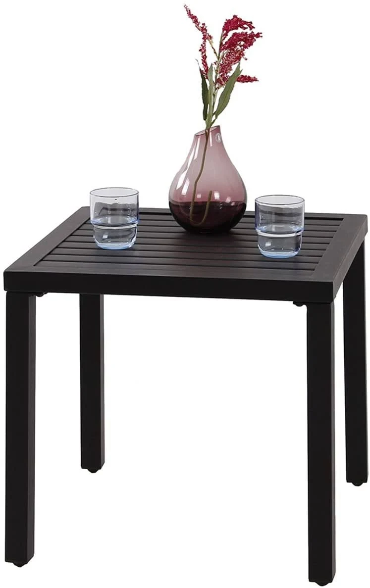 Phi Villa Indoor Outdoor Small Metal Square Side/End Table, Patio Coffee Bistro Table, Black
