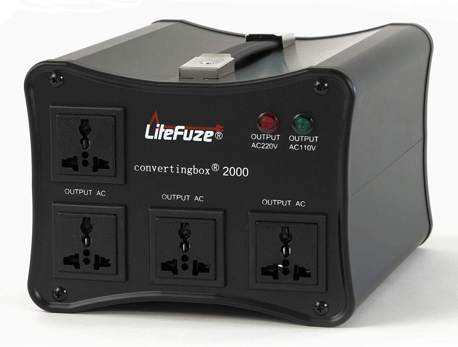 LiteFuze convertingbox 2000 Watt Auto Voltage Converter Transformer - Light Weight - Step Up/Down - Circuit Breaker - Detachable Cord [5-Years Warranty]
