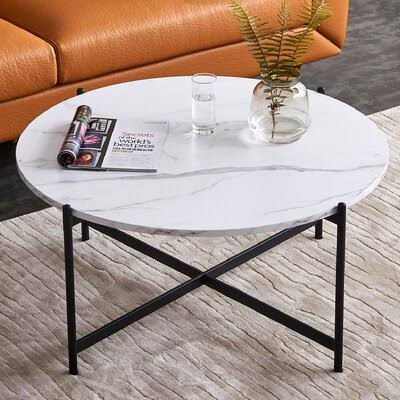 Christna Cross Legs Coffee Table Latitude Run Table Base Color: Black