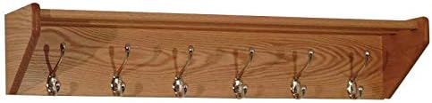 Pemberly Row 6 Hook Wall Mounted Coat Rack Shelf in Light Oak