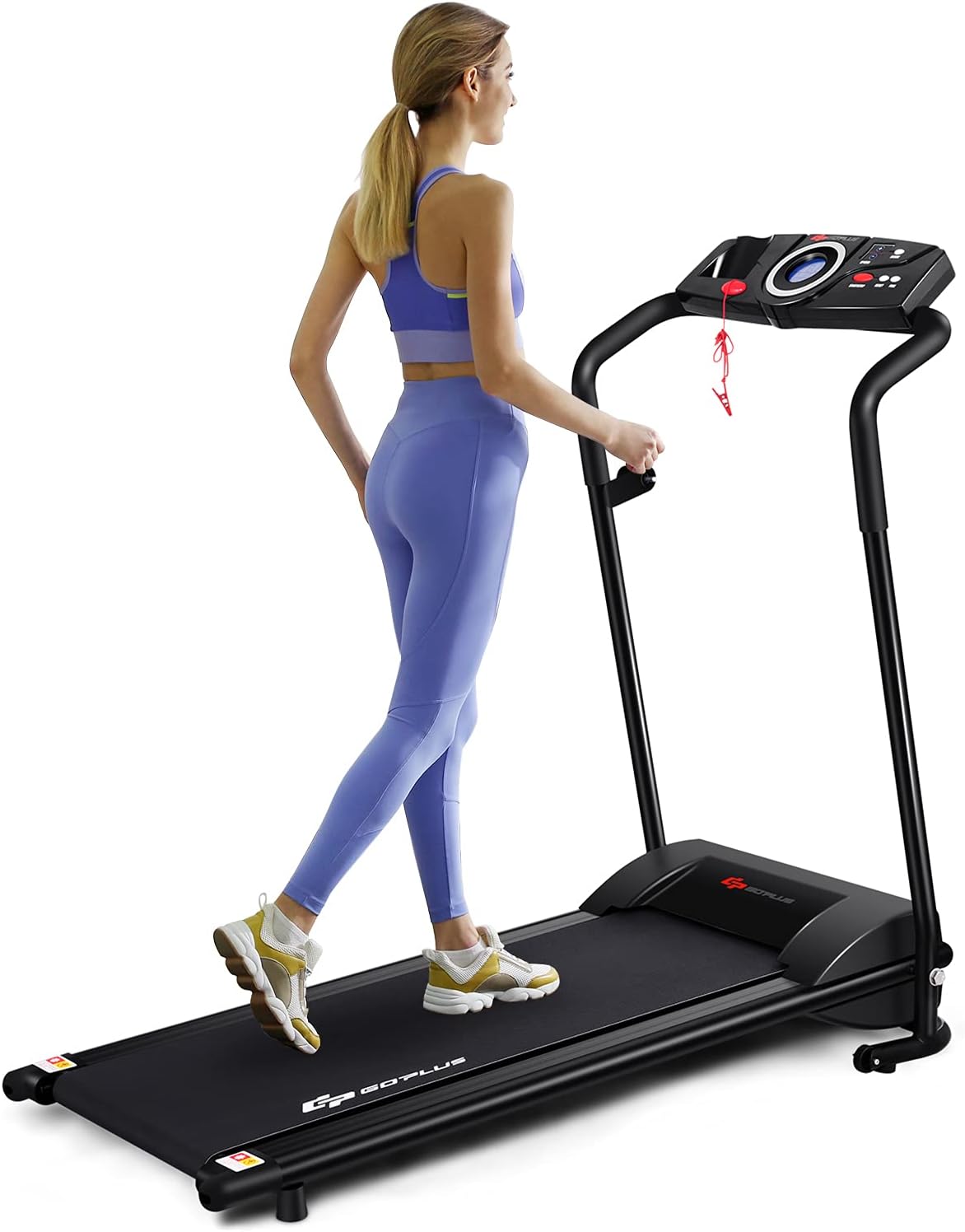 Goplus Compact Folding Treadmill for Home, Superfit Electric Walking Running Machine, Low Noise, Built-in 2 Workout Modes and 12 Programs, with Display