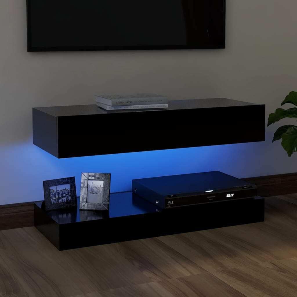 TV Cabinet with LED Lights Blac
