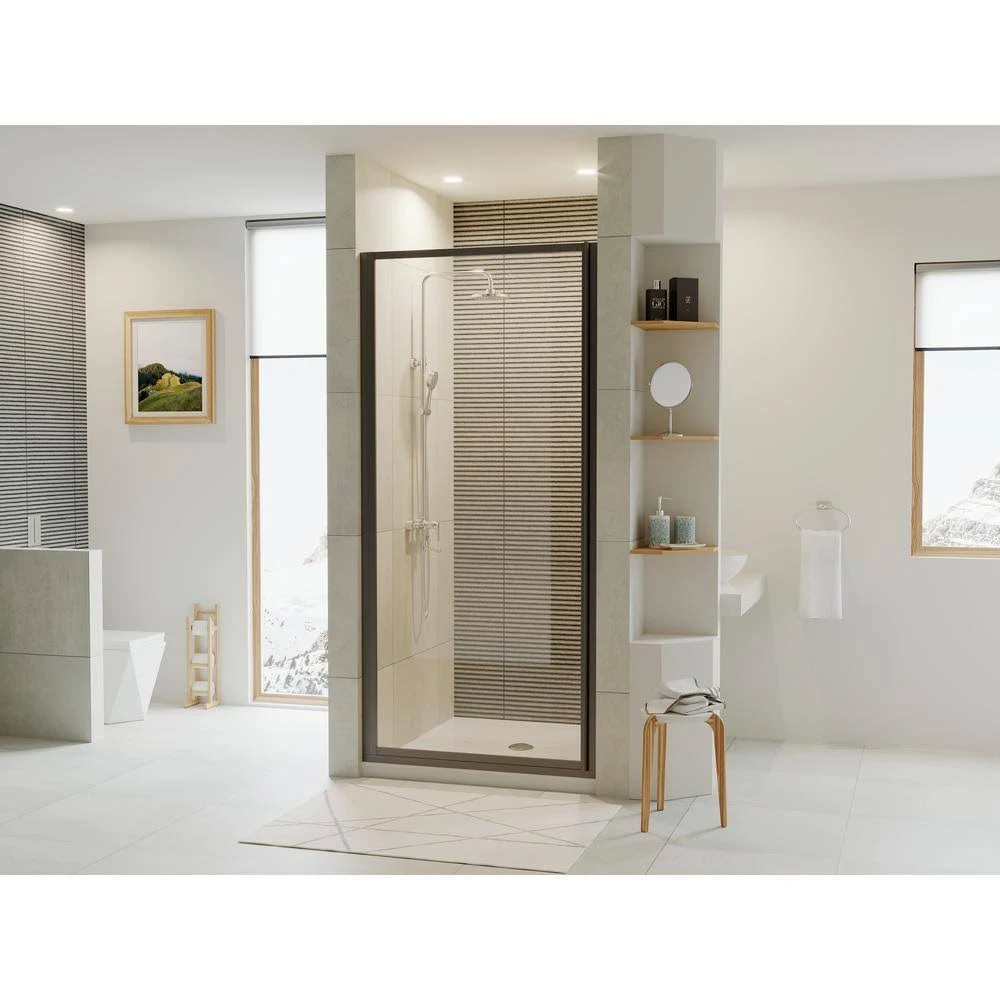 Coastal Shower Doors L32.69-C Legend Series 32x22 x 68x22 Framed Hinge Shower Door W Black Bronze