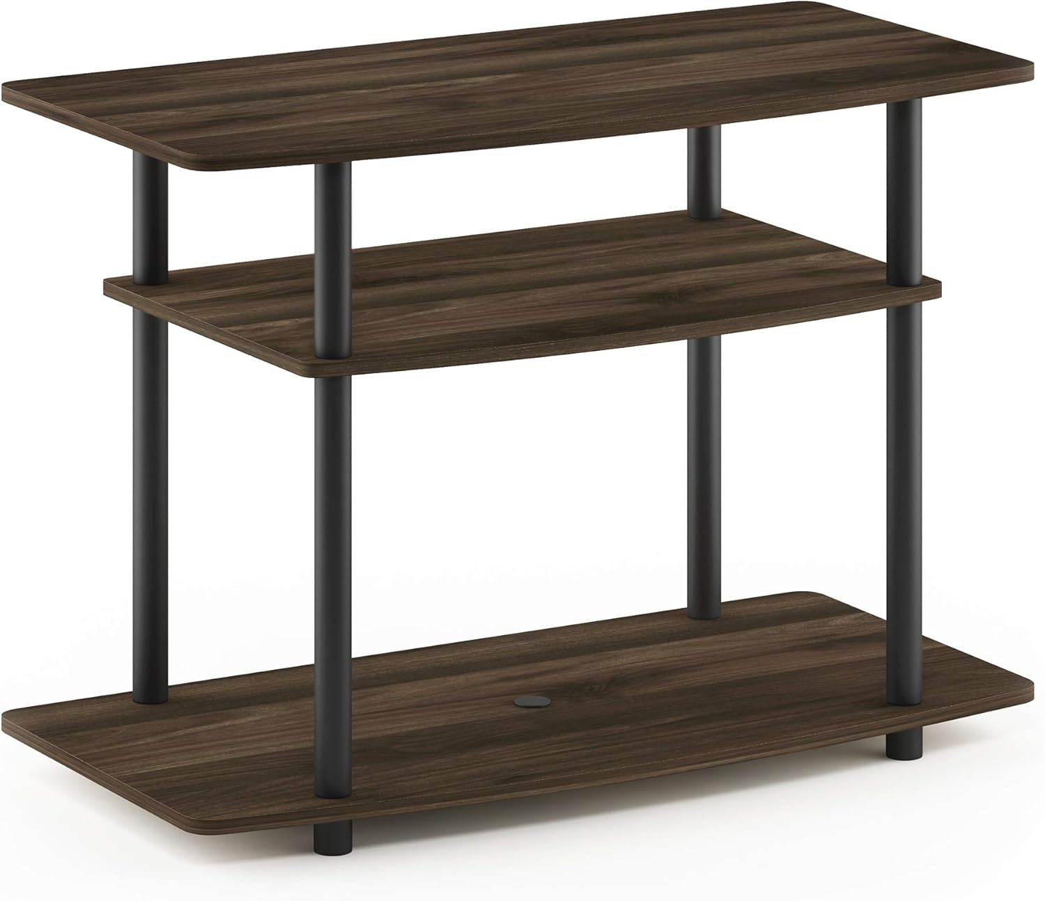 FURINNO Turn-N-Tube 3-Tier TV Stand, Espresso/Black & End Table Bedroom Night Stand w/Bin Drawer, Espresso/Brown