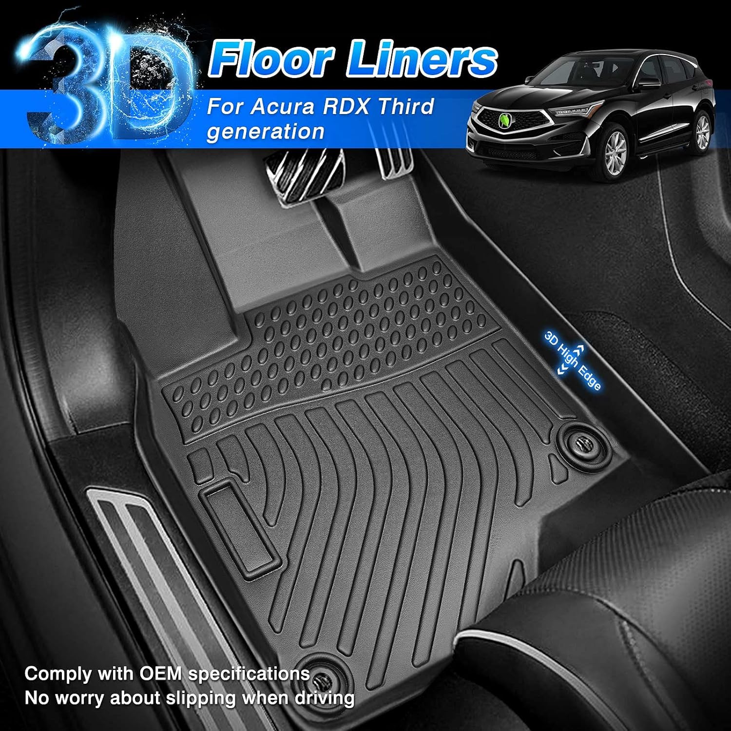Cartist Custom Fit for Floor Mats Acura RDX 2019 2020 2021 2022 Accessories All Weather Floor Liner Front & Rear Row Carpet Protection TPE Odorless