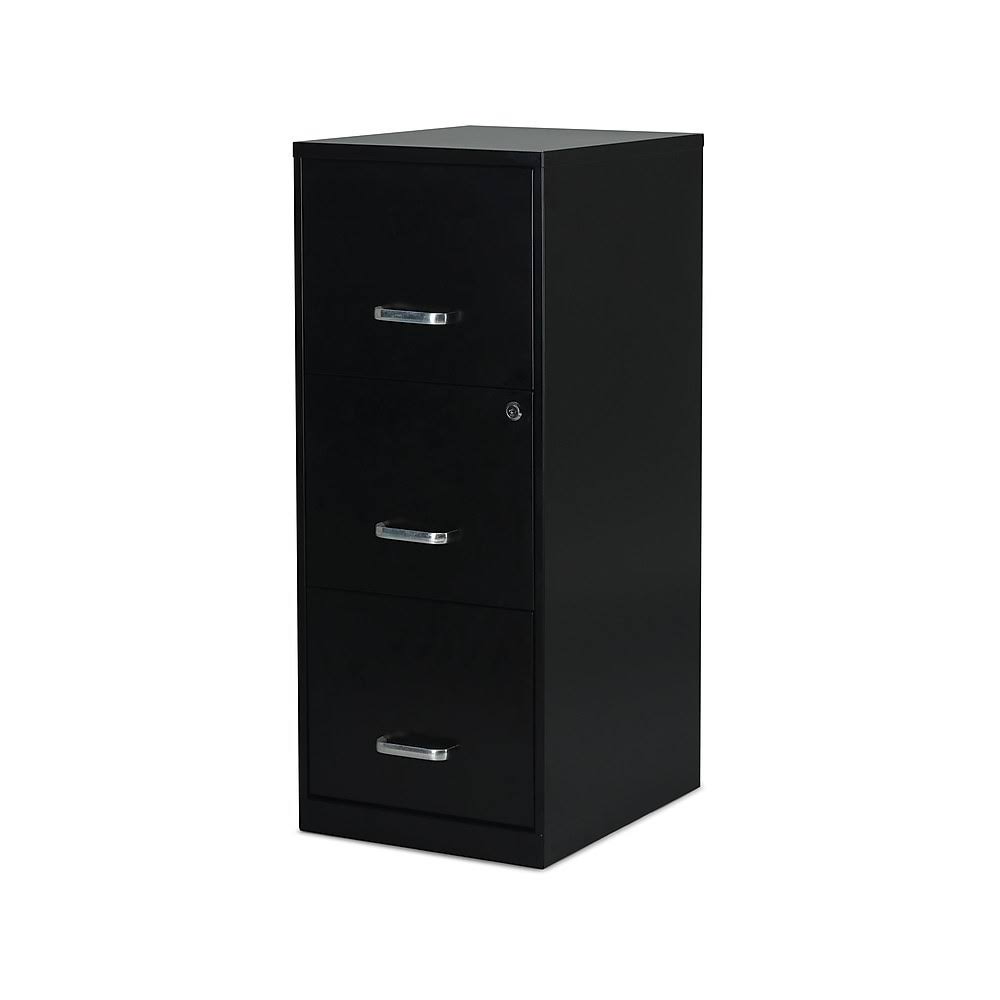 Office Designs 3 Drawer Vertical File Cabinet, Black, Letter, 18d (17438)