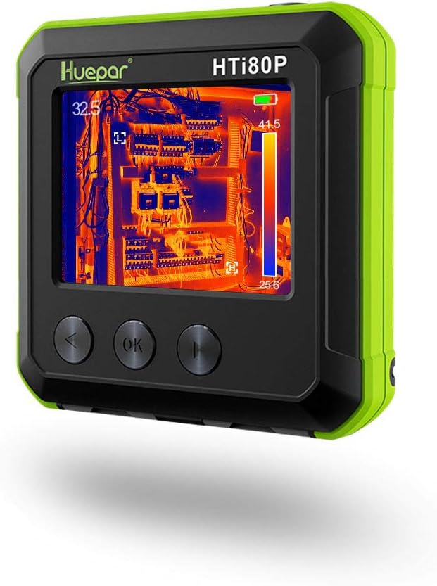Pocket-Sized IR Thermal Imager, Huepar 80 x 60 Infrared Resolution Thermal Imaging Camera Measurement Range 14°F~752°F with 76800 Pixels Display, Temperature Tracking & Adjustable Emissivity HTi80P