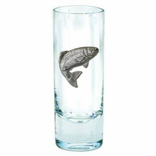 Trout Fish Pewter Accent Tall Shot Glasses, Set of 4