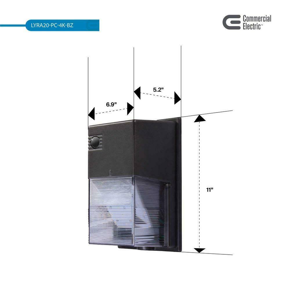 Commercial Electric 20-Watt Integral LED Wall Pack Dusk to Dawn Outdoor Light