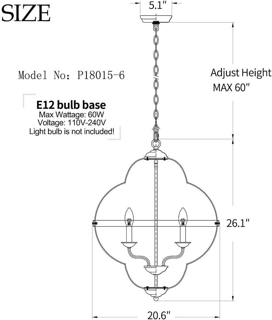 TZOE Orb 6-Light Chandelier,Rustic Vintage Metal Chandelier,Black＆Copper,Foyer Chandelier，Adjustable Height,Dining Light,Bedroom Lights,Living Room Lighting,Kichlen Chandelier UL Listed