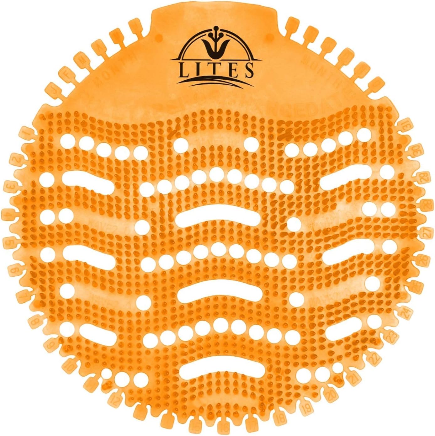 (30 Pack) Urinal Screens Deodorizer (Orange) Scent, Urinal Cake, Anti-Splash & Odor Freshener, Scent Lasts for Up to 5000 Flushes –Ideal for Bathrooms, Restrooms, Office, Restaurants, Schools… Pack of 2