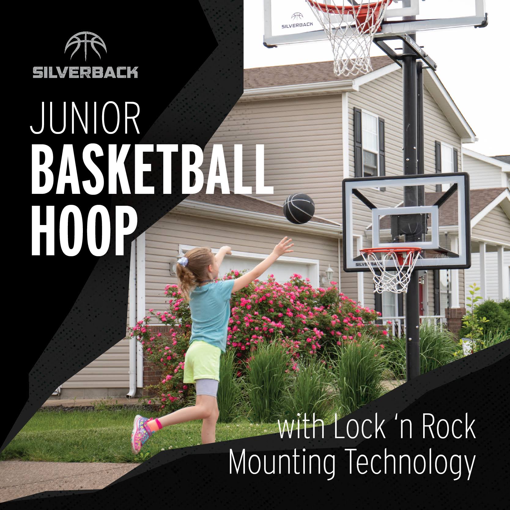 Silverback Junior Youth 33 inch Basketball Hoop with Lock N Rock Mounting Technology Mounts to Round and Vertical Poles