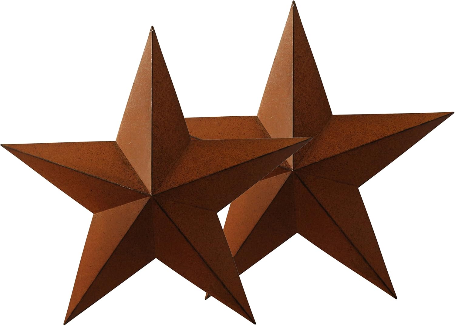 CVHOMEDECO. Country Rustic Antique Vintage Gifts Rusty/Black Metal Barn Star Wall/Door Decor, 24-Inch, Set of 2.