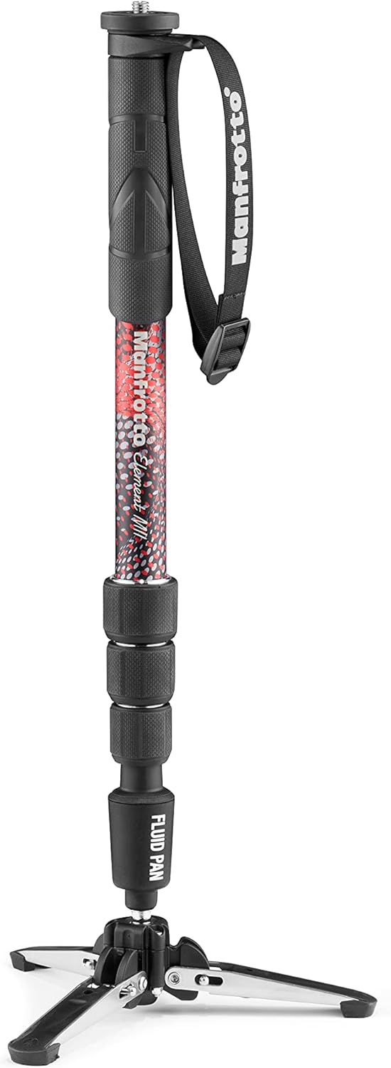 Manfrotto Video Monopod XPRO+, Camera and Video Support Rod with Video Head, 4-Section in Aluminium with Fluid Base, Photography Accessories for Content Creation, Video, Vlogging