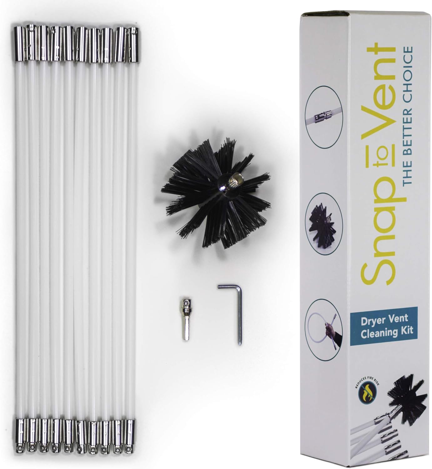 14' Quick Snap Cleaning Kit with Drill Attachment for Dryer Hose and Vent Duct Cleaning - Ziggurat Products Pack of 2