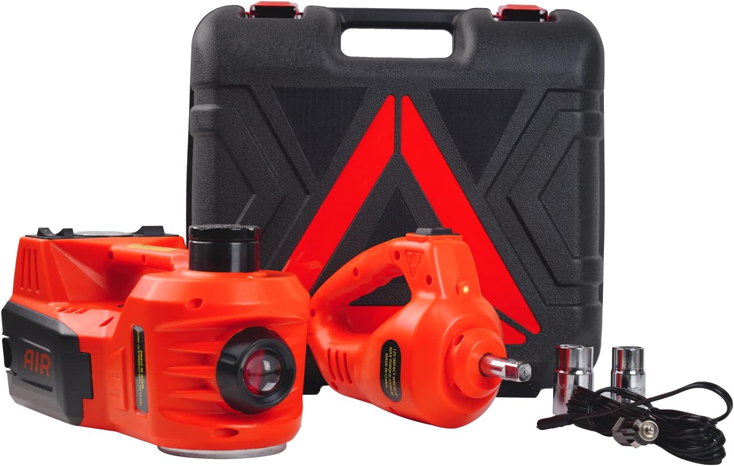 Mautyke Vehicle Hydraulic Car Jack Kit 5 Ton Electric Car Jack with Integrated Tire Pump, Impact Wrench, LED Light for SUV/Sedan 5 in 1 Truck Jack for Car Repair Black