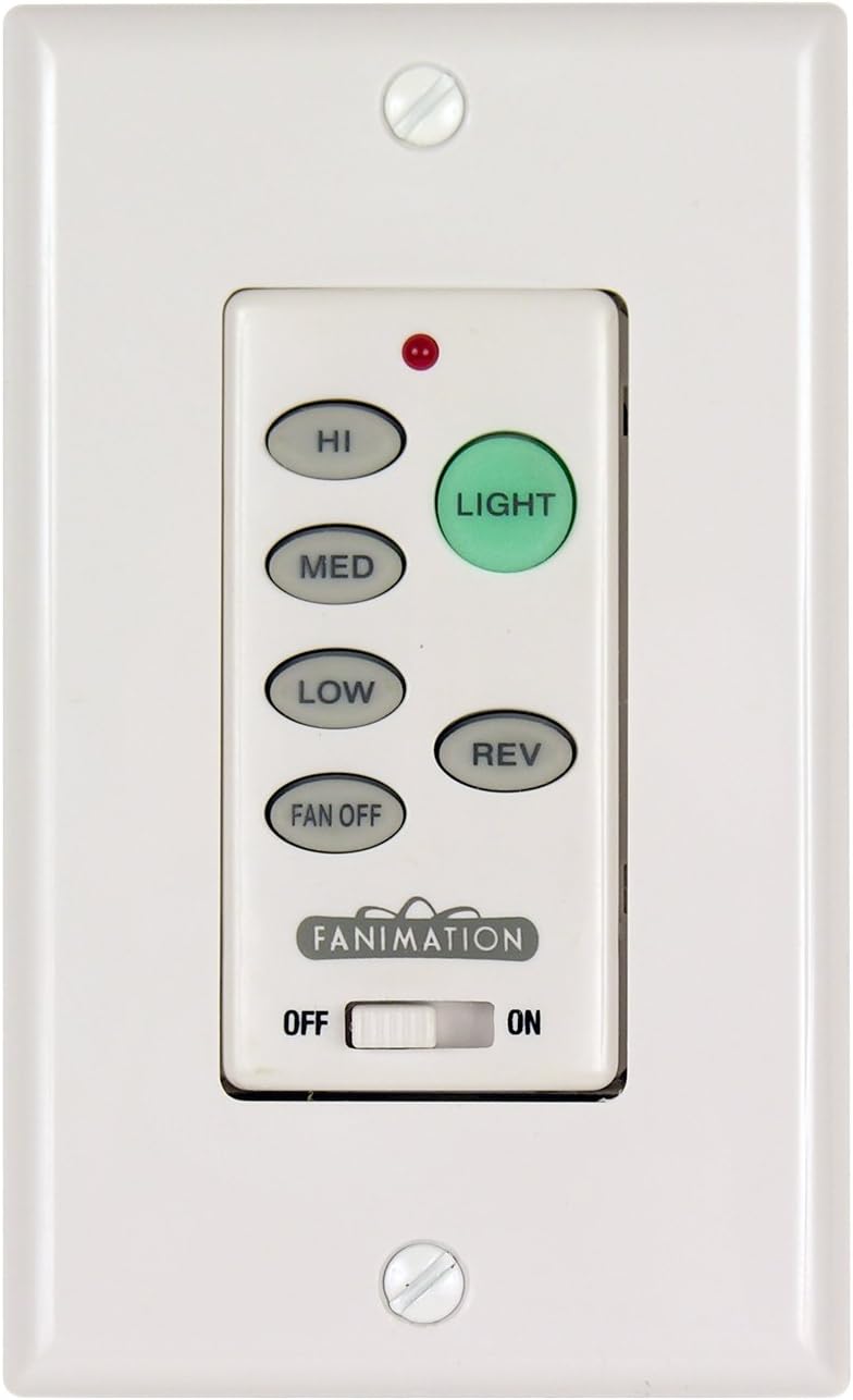 Fanimation C21 Wall Control Fan and Light 3-Speed/Reversing, White, See Image Pack of 2