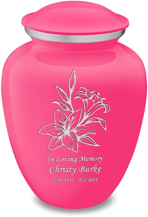 GetUrns Medium Embrace Lily Cremation Urn with Custom Engraving (Purple)
