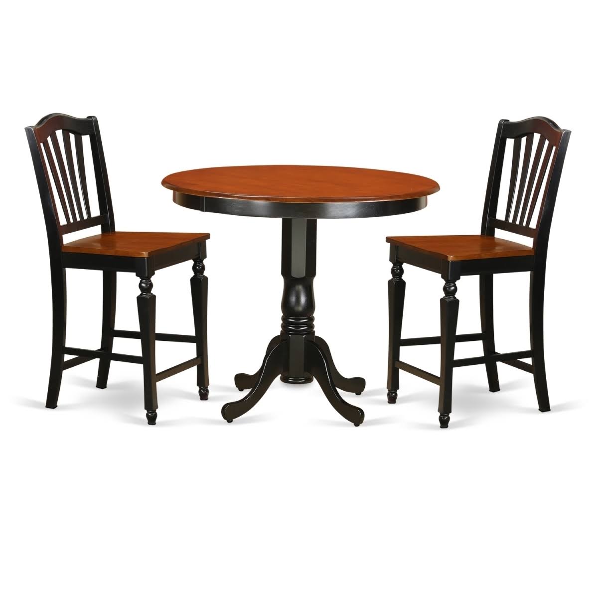 Counter Height Pub Table u0026 2 Kitchen Chairs Black Finish HO291050