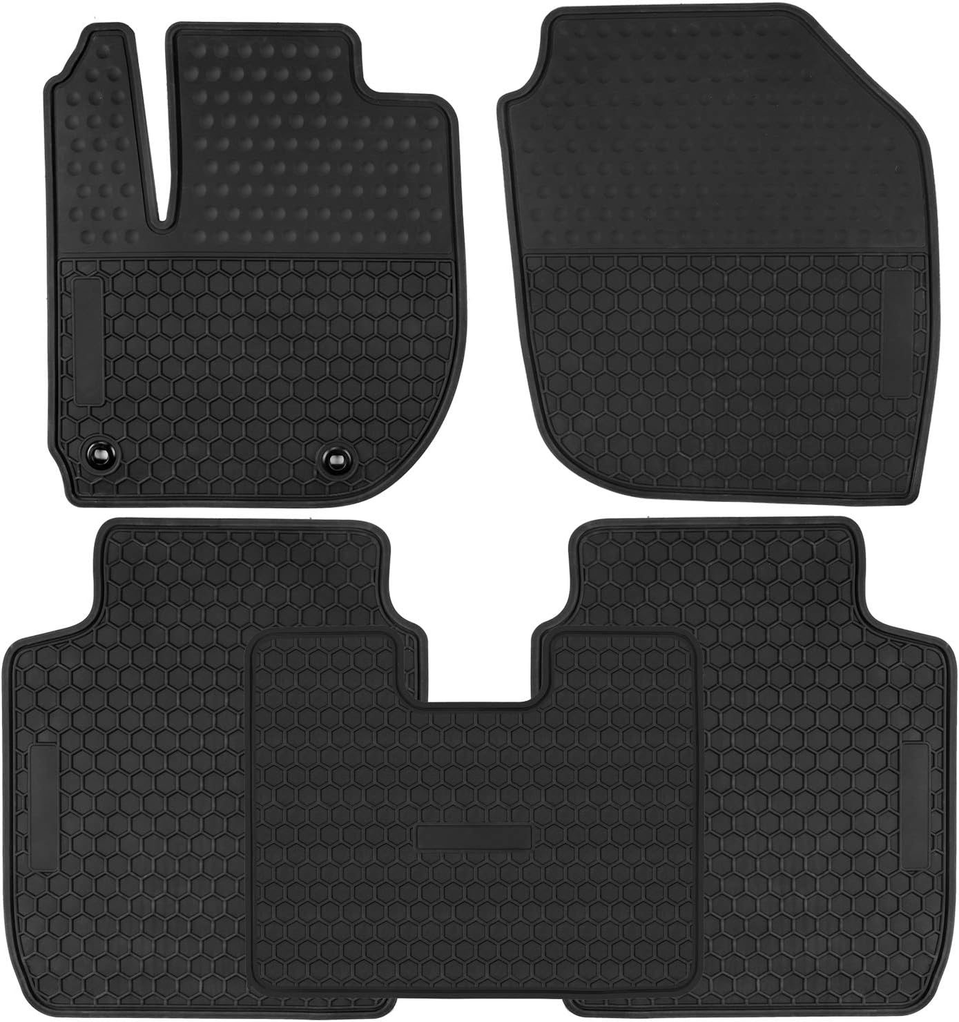 San Auto Car Floor Mats Custom Fit for Honda Fit 2015 2016 2017 2018 2019 2020 Full Black Rubber Car Floor Liners Set All Weather Protection Heavy Duty Odorless