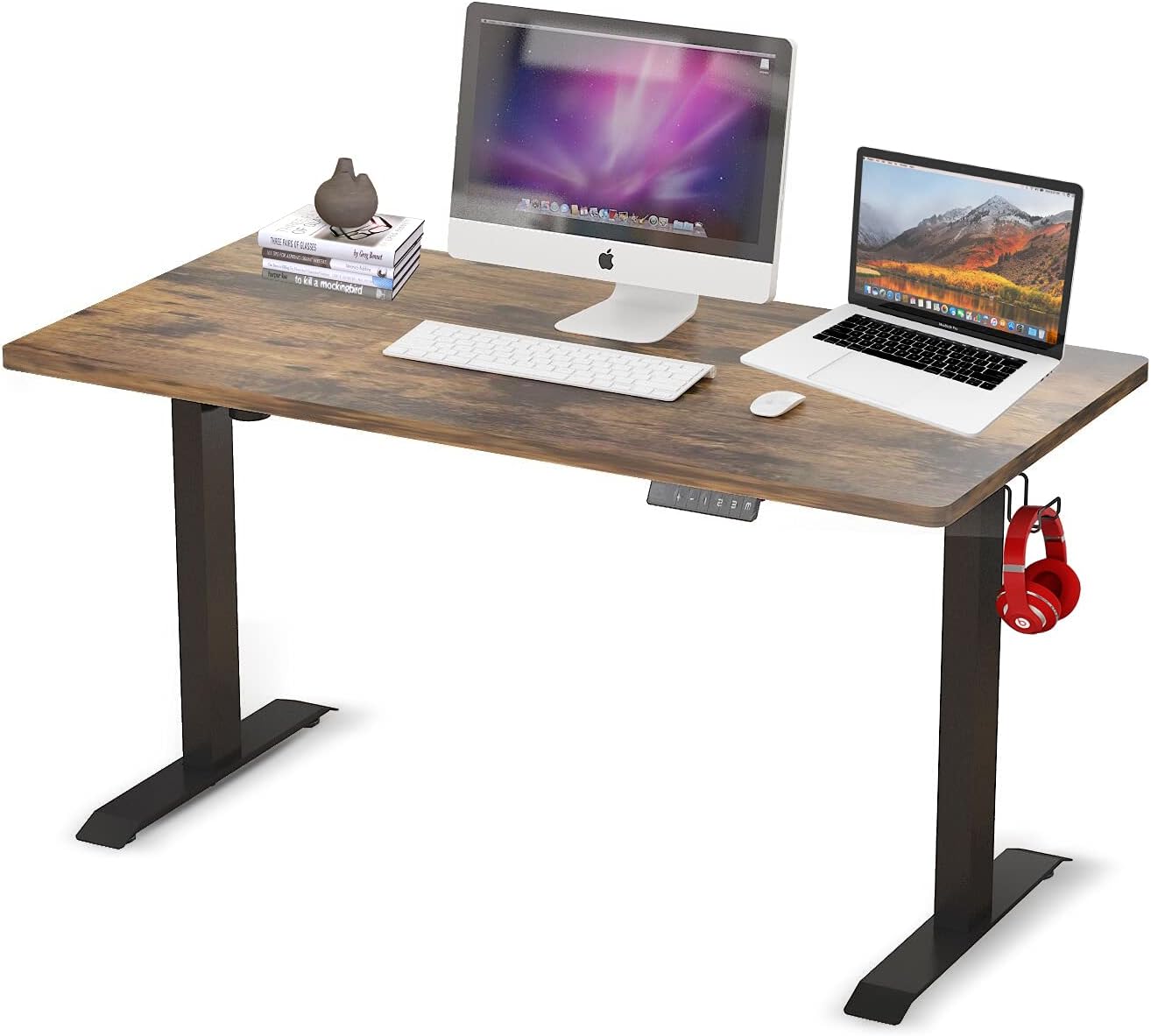 Electric Standing Desk- MPETAPT Adjustable Height Electric Computer Stand Up Desk, Full Sit Stand for Home and Office Table (48'', Black)