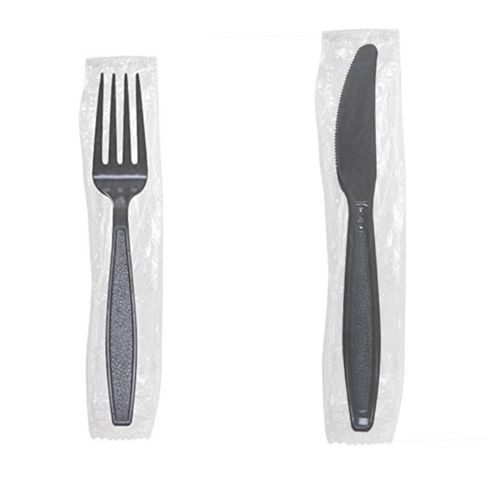 Karat Black Plastic Forks and Knives, 1000 Pack