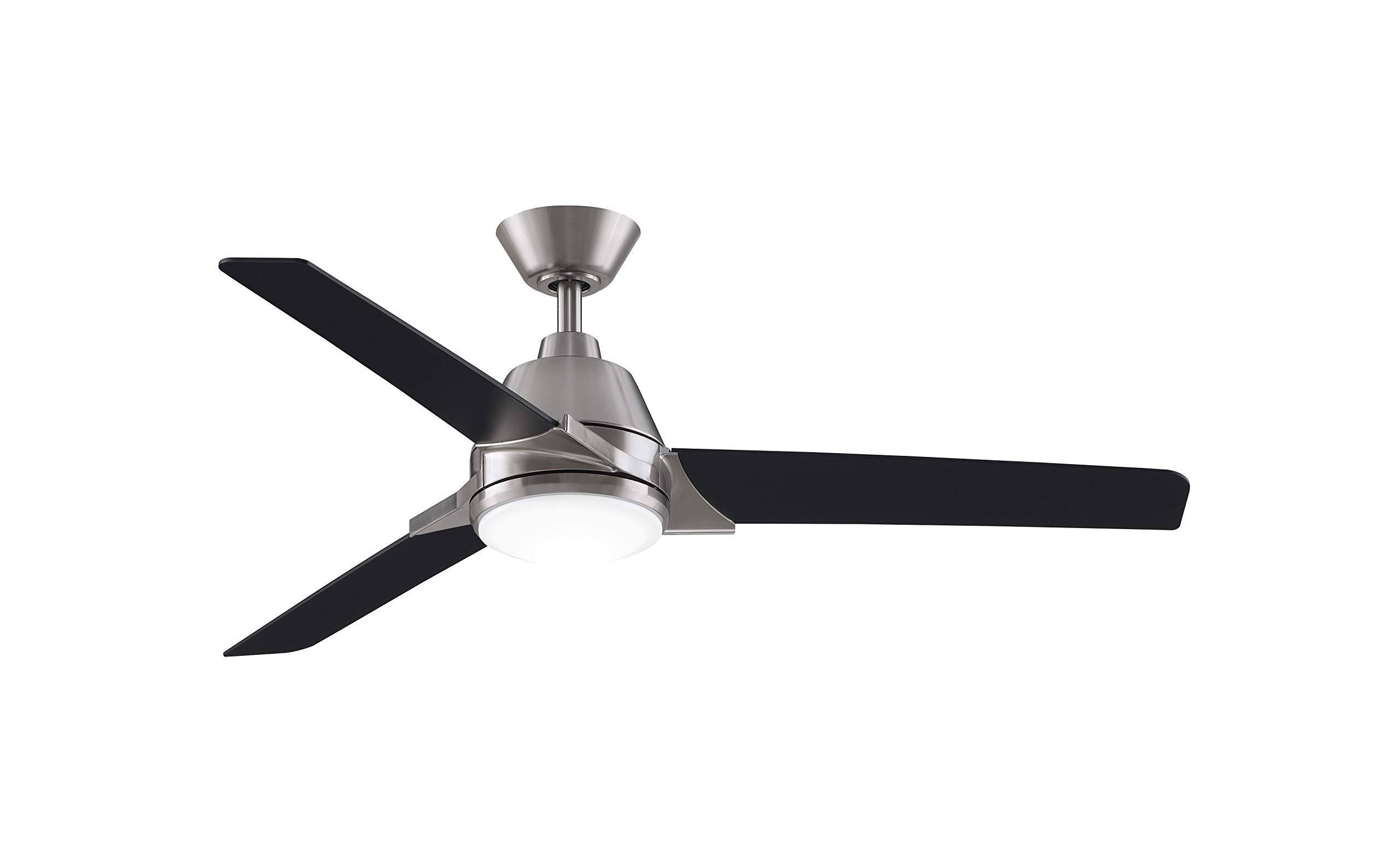 Fanimation Studio Collection LP8406LBN Pyramid Ceiling Fan with LED Light Kit, 52 inch, Brushed Nickel with Black Blades
