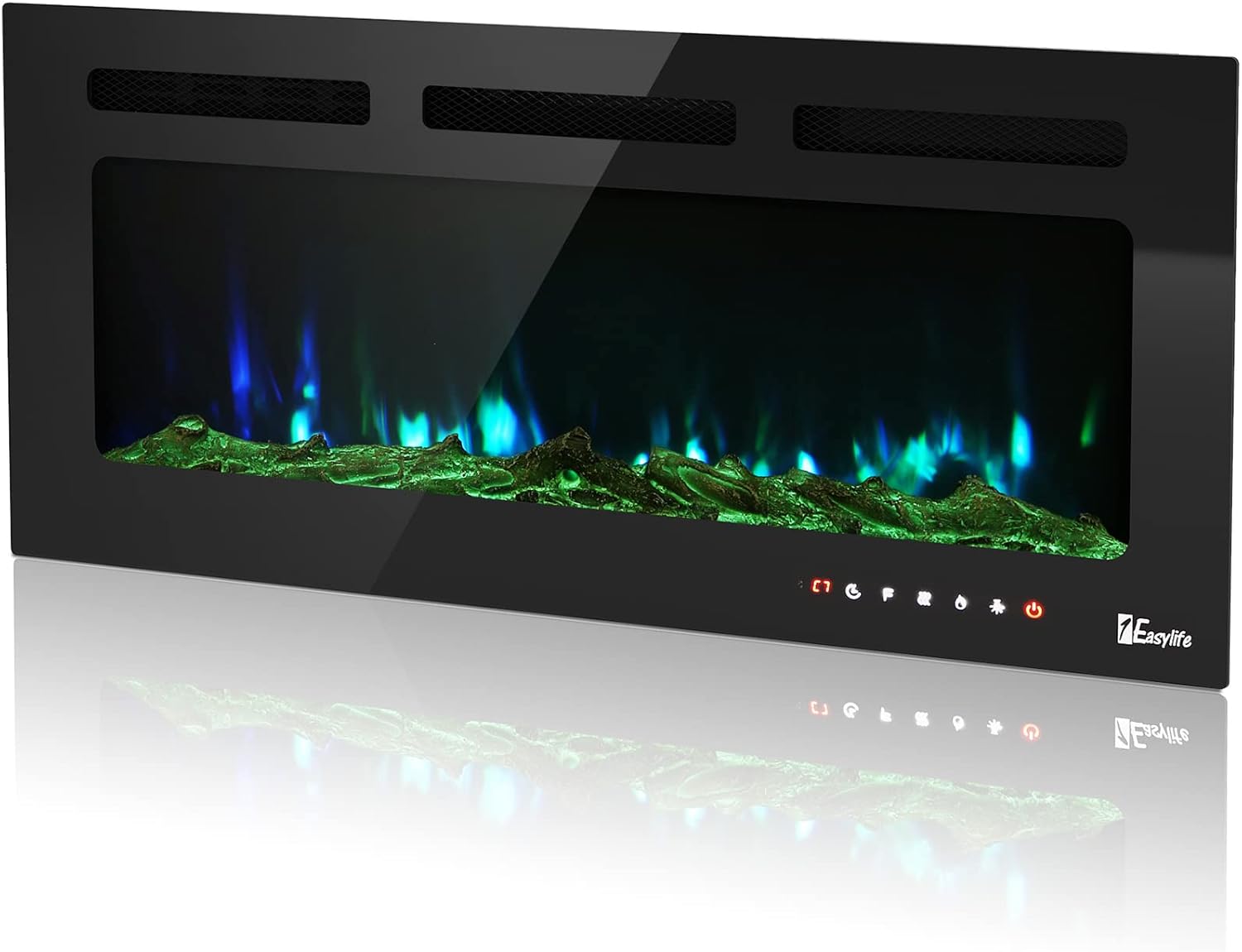 40'' Electric Fireplace Recessed and Wall Mounted, 1Easylife Fireplace Heater Electric Fireplace Insert with 12 Flame Color and Speed, Timer, 750/1500W Control by Touch Panel & Remote (40 inch)