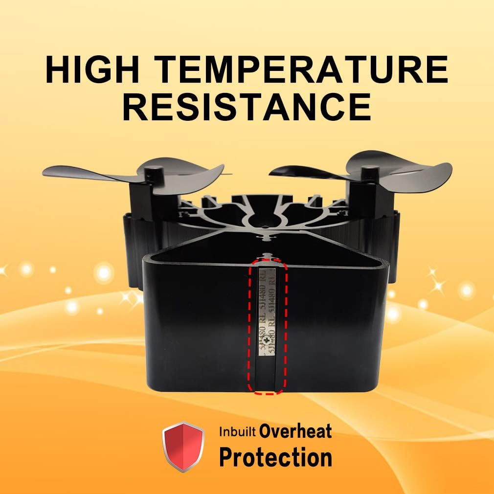 VODA Newly Designed Heat Powered Stove Fan with 2 Motors Larger Air Flow About 360CFM Eco Fan for Wood Burning/Log Burner Fireplace Perfect for Large Rooms Pack of 2