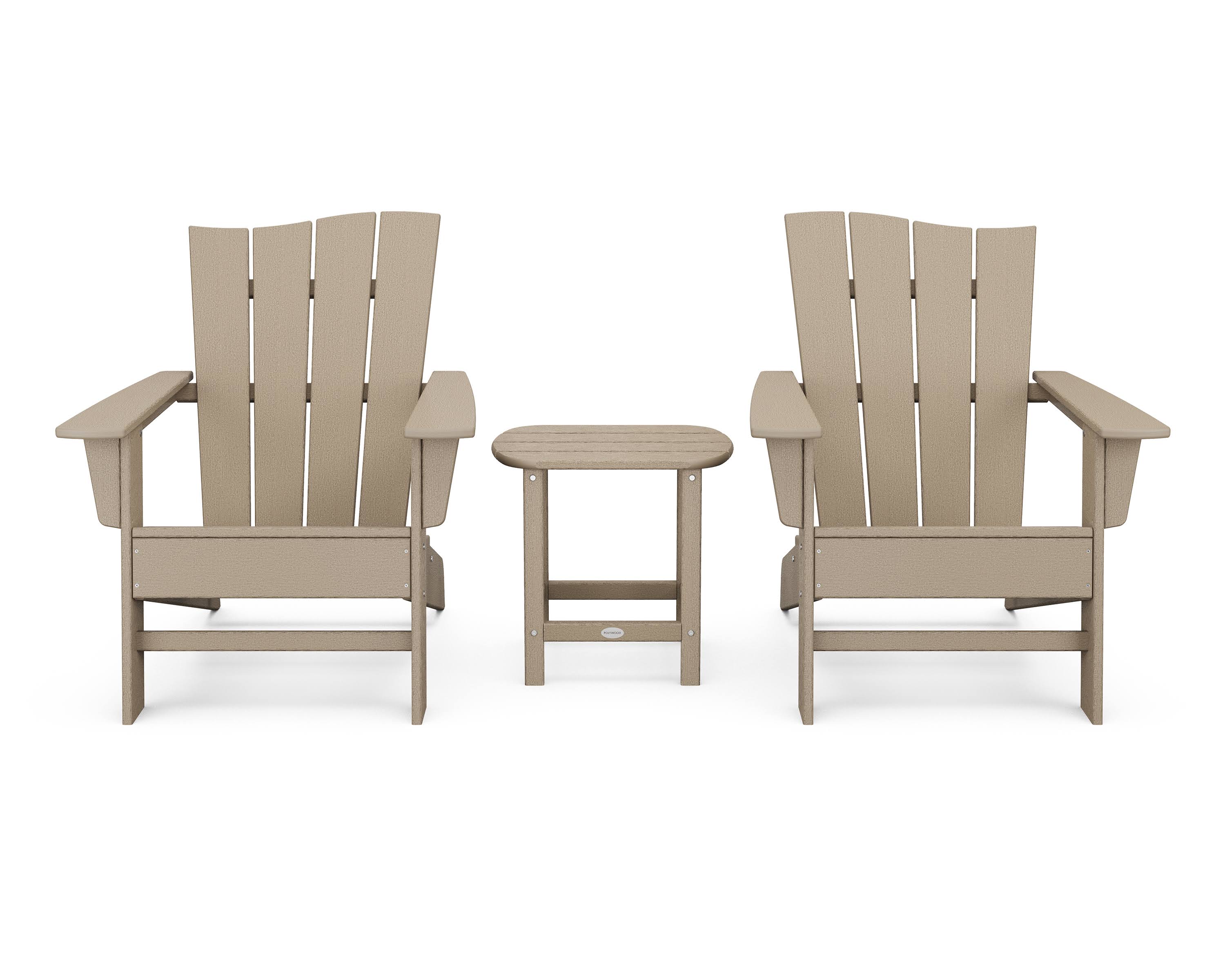 POLYWOOD Wave 3-Piece Adirondack Chair Set in Vintage Sahara
