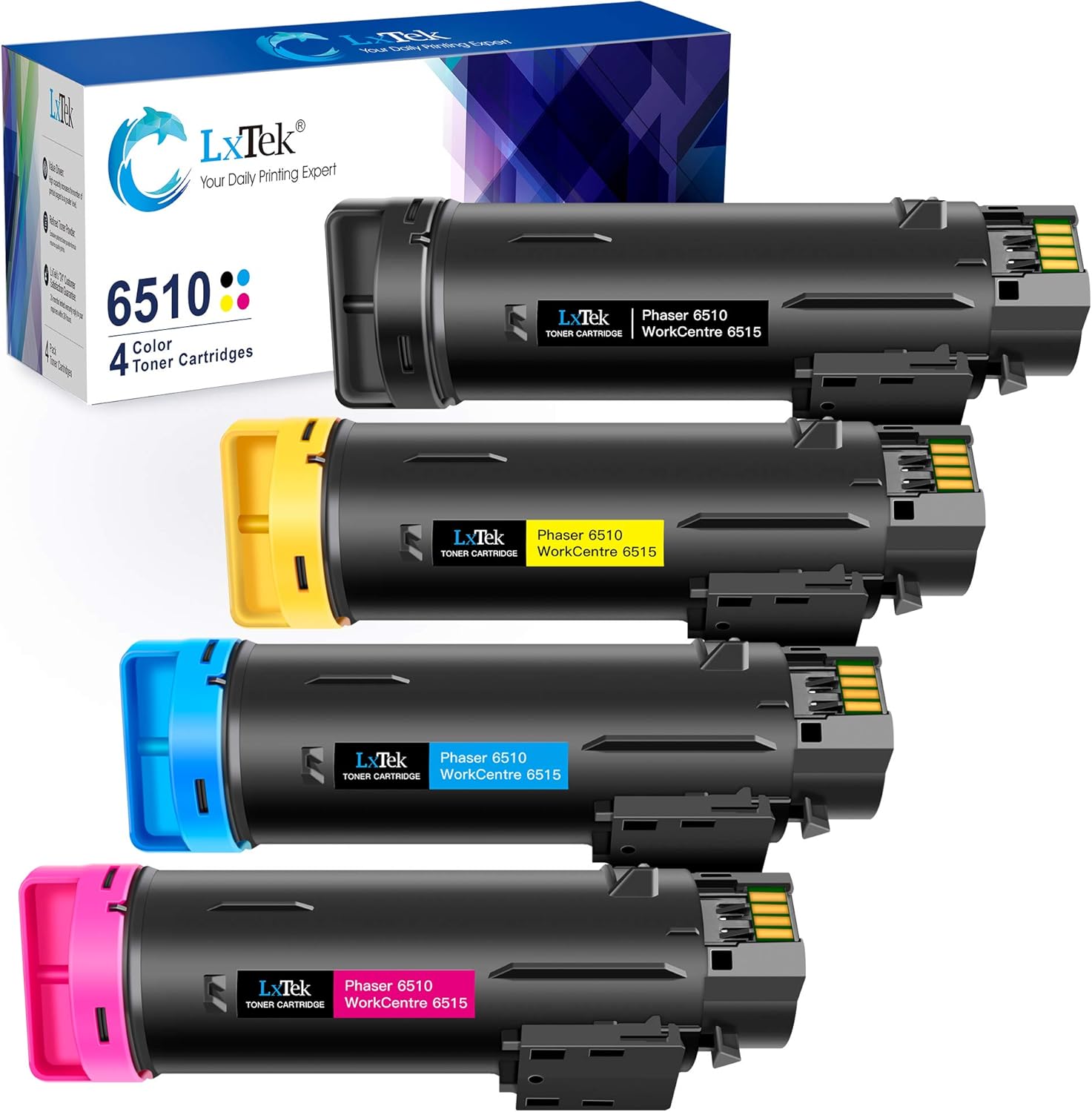 LxTek Compatible Toner Cartridge Replacement for Xerox Phaser 6510, WorkCentre 6515 High Yield (1 Black, 1 Cyan, 1 Magenta, 1 Yellow, 4-Pack) Pack of 2