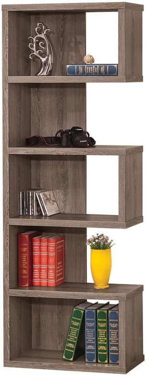 Coaster Home Furnishings Coaster Contemporary Weathered Grey Semi-Backless Bookcase, 11.5