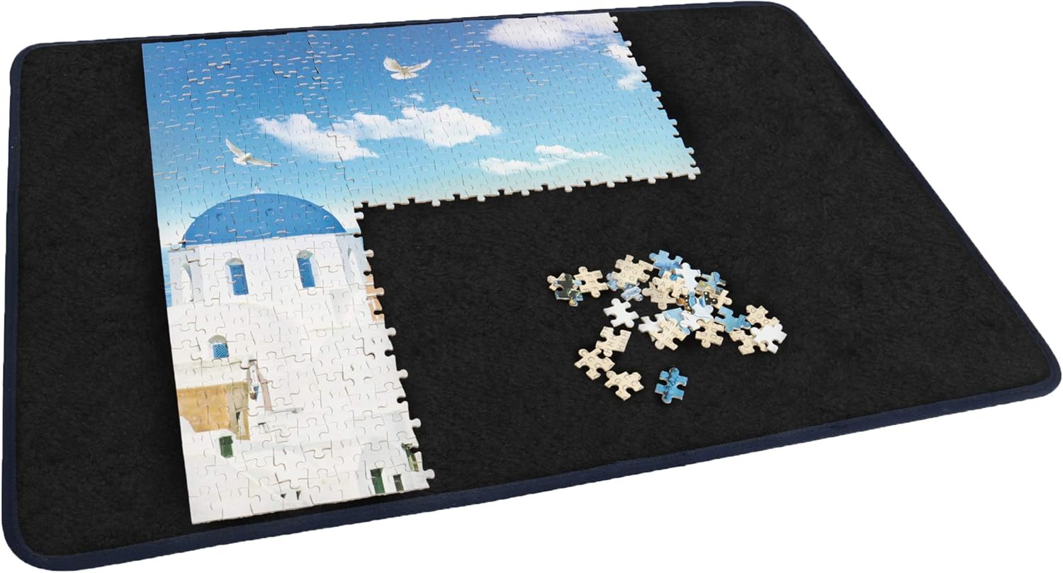 Becko Jigsaw Puzzle Board Portable Puzzle Mat for Puzzle Storage Puzzle Saver, Non-Slip Surface, Up to 1000 Pieces (Blue/Khaki)