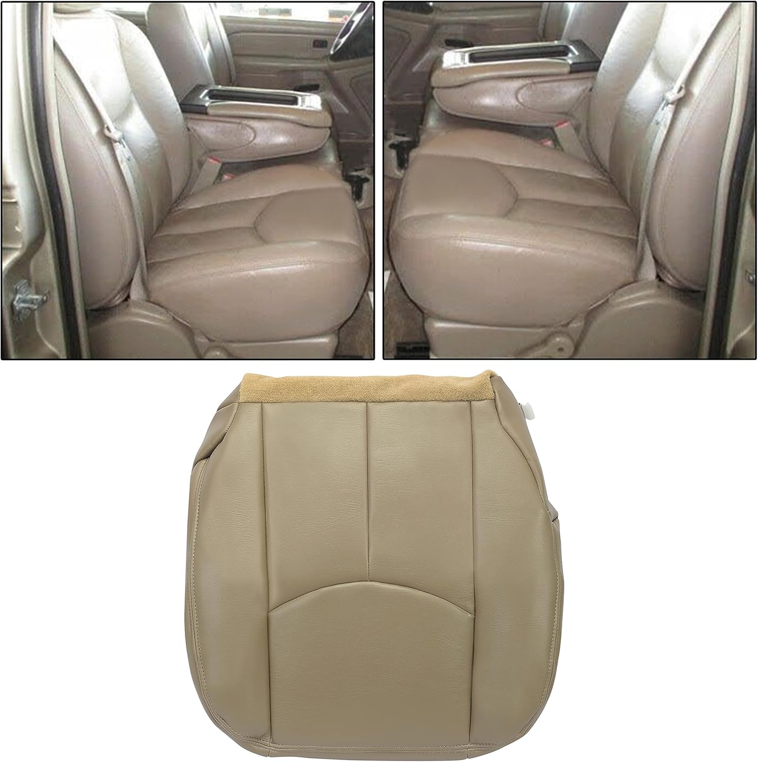 ECOTRIC New Leather Driver Seat Cover 922 Pewter Compatible with 2003 2004 2005 2006 Chevy Tahoe Suburban GMC Yukon Pack of 2