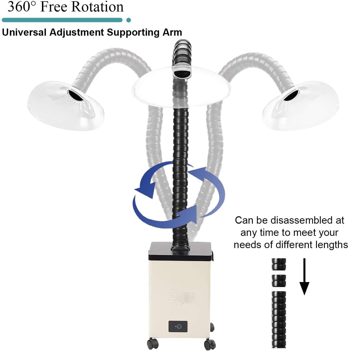 BAOSHISHAN Flexible Articulated Arm Tube Hose for Soldering Fume Extractor with Clear Hood and Mounting Ring (2.5 x 47 inches)