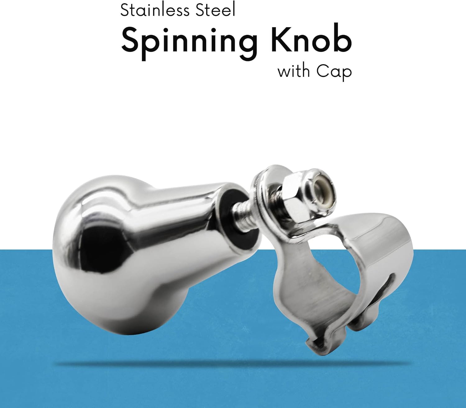 Marine City 316 Stainless Steel Mirror Polished Sport Boat Sturdy Steering Wheel Spinning Knob with Cap for Boat RV Yachts