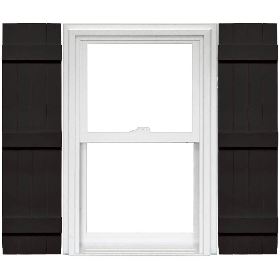 Mid America 4 Board and Batten Joined Vinyl Shutters (1 Pair) - 14 x 55 002 Black