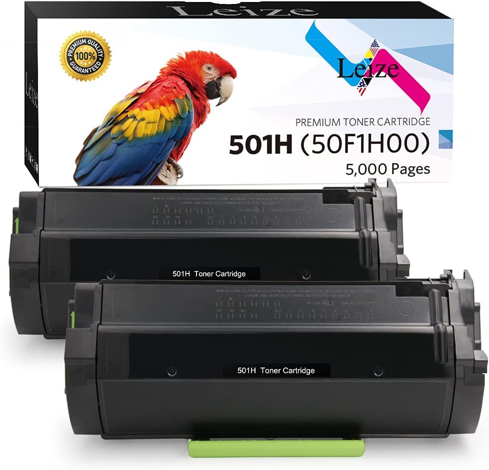 Leize Compatible Toner Cartridge Replacement for Lexmark 501H 50F1H00 501 50F1000 Toner, High Yield Black 5,000 Pages use for Lexmark MS310 MS312 MS315 MS410 MS415 MS510 MS610 Printer, 2-Pack