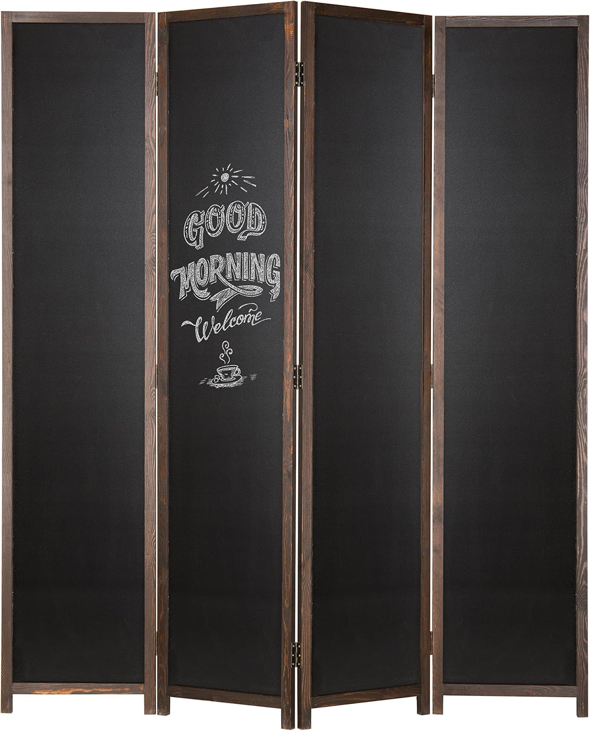 MyGift 3-Panel Folding Chalkboard Room Divider, Writable Privacy Screen with Wood Frame