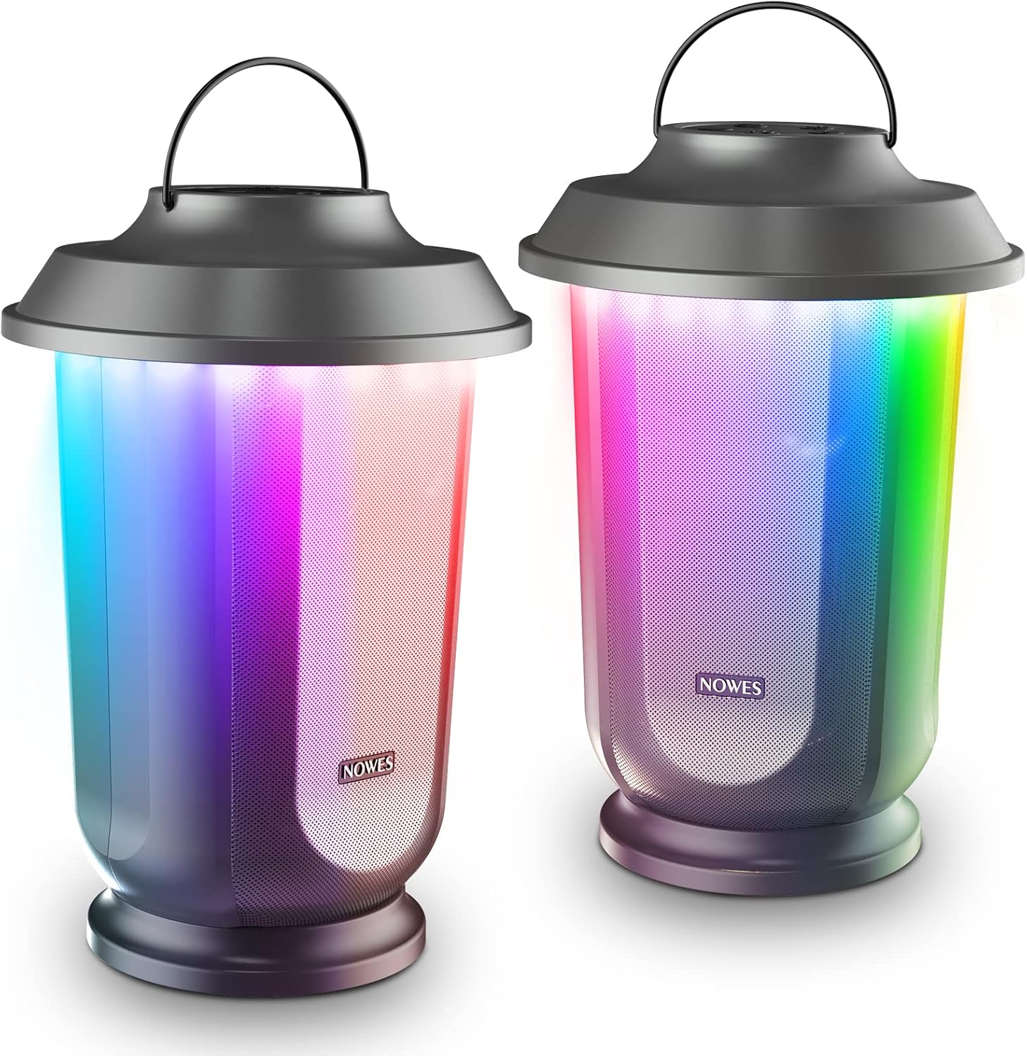 NOWES Outdoor Bluetooth Speaker, True Wireless Stereo Bluetooth Lantern Speaker with Warm White LED Light, Loud Wireless Speaker, Portable Waterproof Outdoor Speaker for Party, Camping, Garden,2 Pack