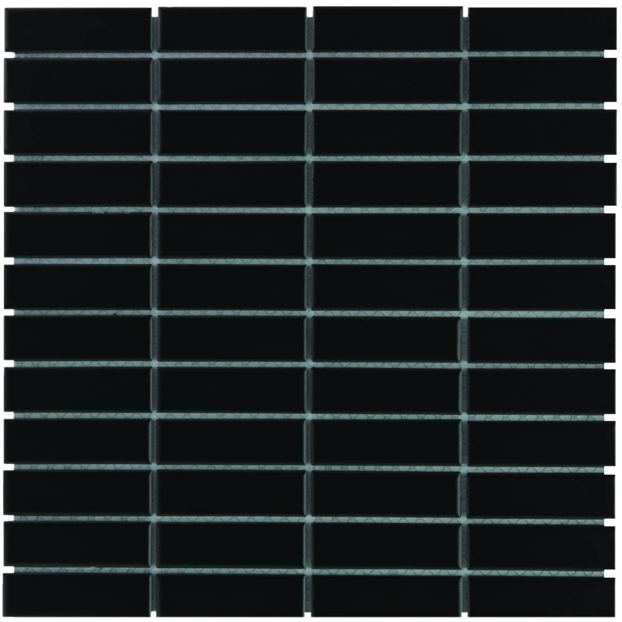 Paris Rectangle Glazed Porcelain Mosaic Tile Matte Black (Case of 10 Sheets / 9.7 Sq. ft.) 12 x 12