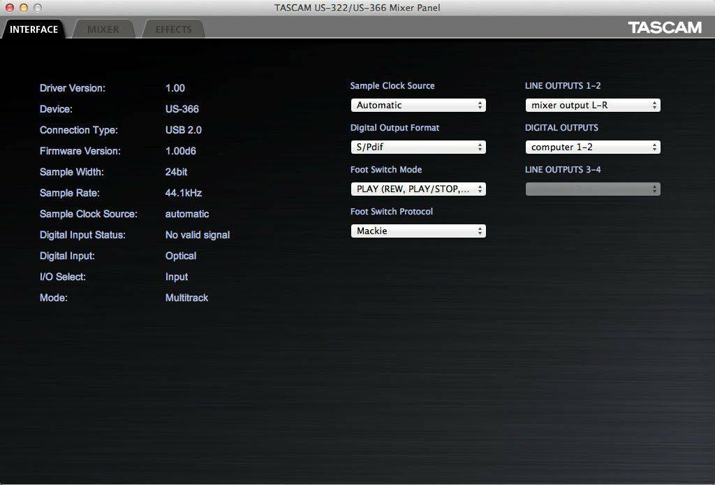 Tascam US-366 USB Audio Interface, White