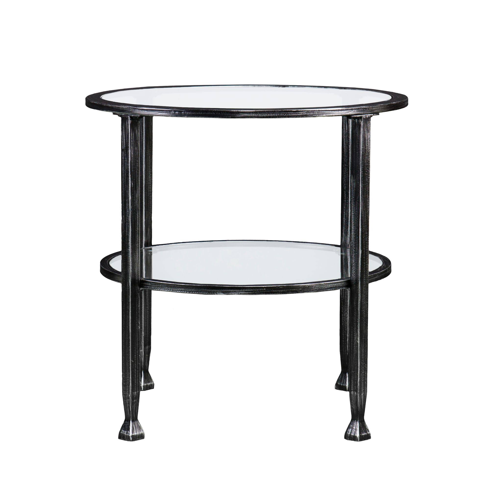 Southern Enterprises 24x22 Black and Clear Contemporary Round End Table