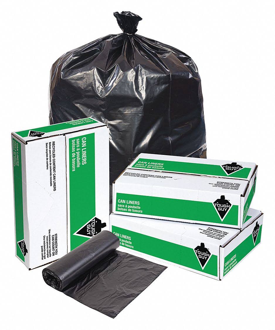 Trash Bag, 33 gal, Black, PK100 Tough Guy 38D110